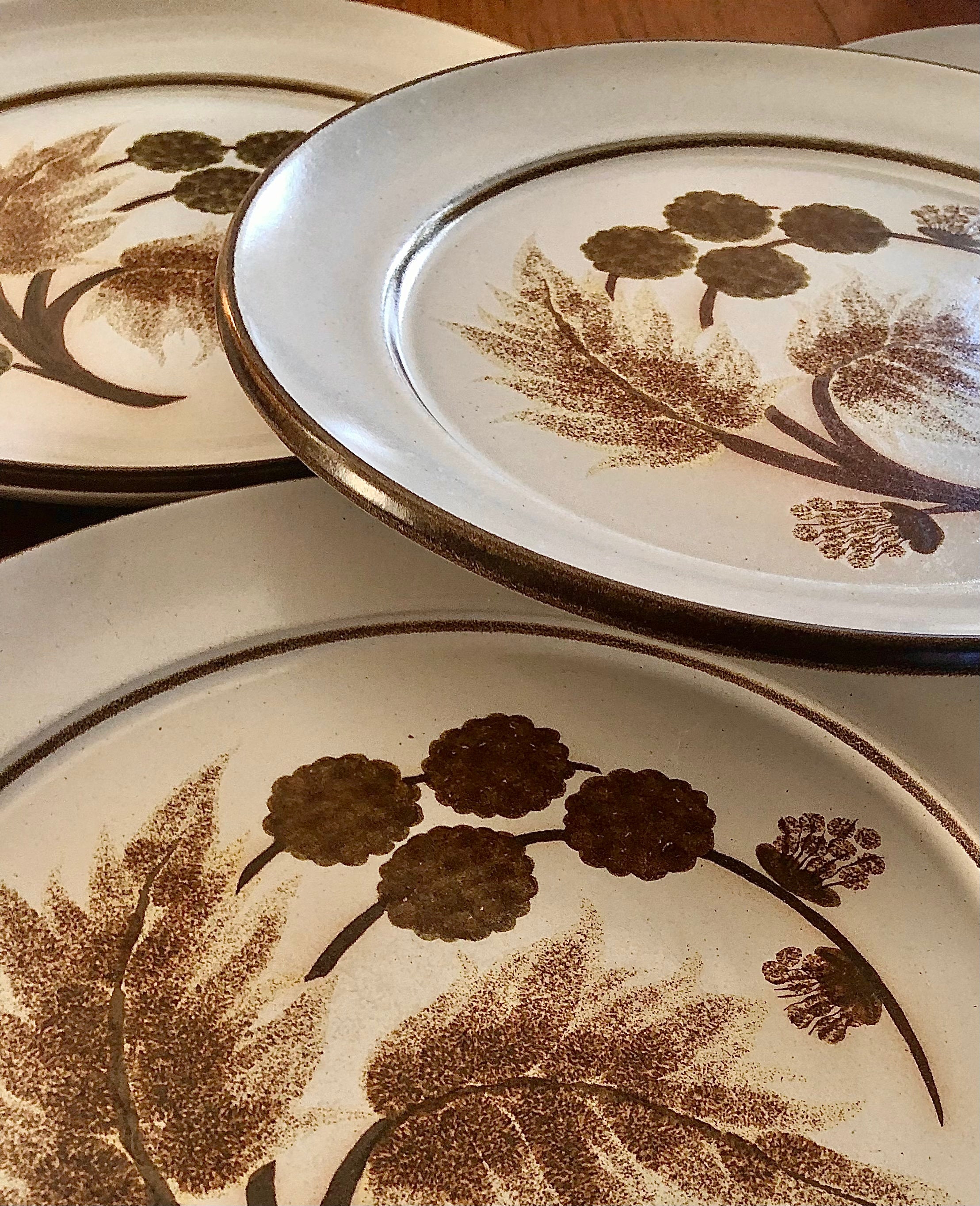Set of 6 Retro Rustic Style Denby Dinner Plates cotswold Pattern