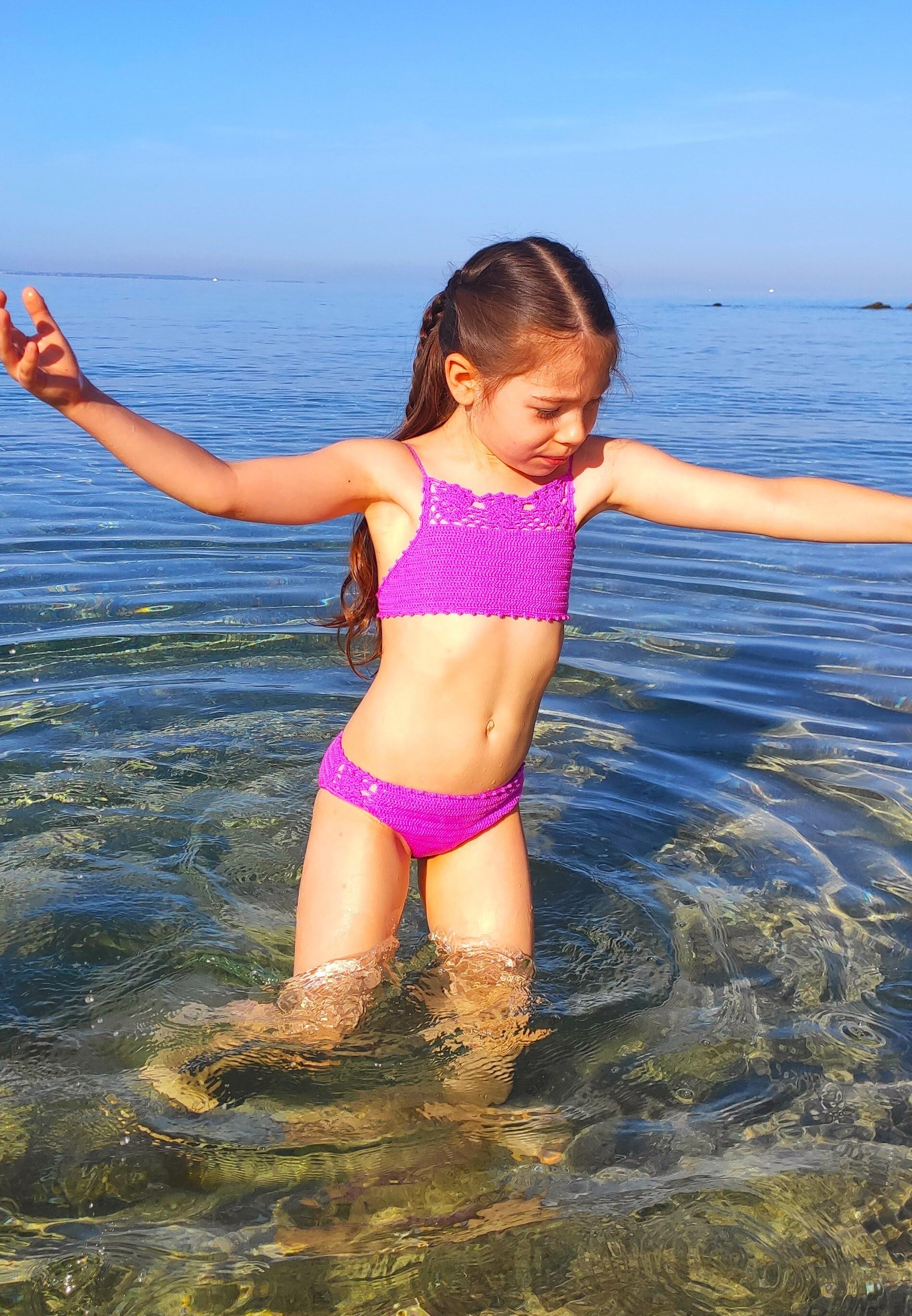 Crochet Toddler Bathing Suit With Tulips Fuchsia Girl's Etsy Canada