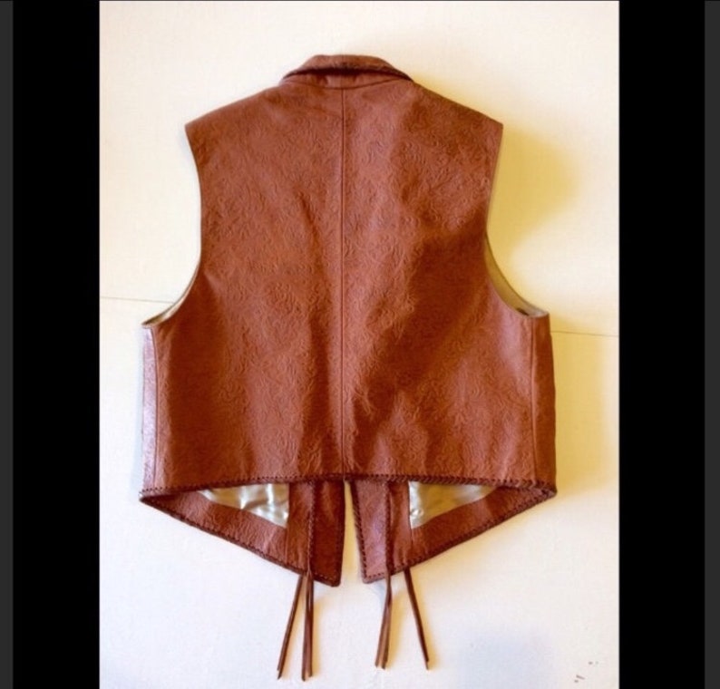 NWOT Hand Tooled Size 8 Handmade Suede and Leather Vest by Chituro