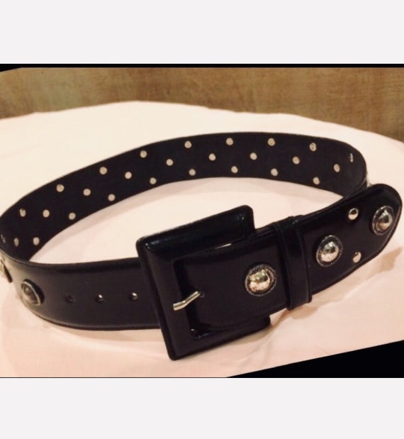 NWOT Neiman Marcus Patent Leather Belt With Silve… - image 2