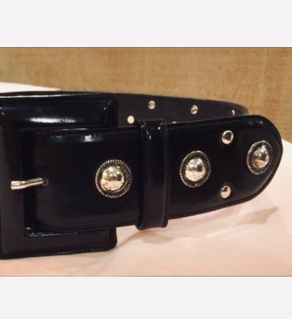 NWOT Neiman Marcus Patent Leather Belt With Silve… - image 4