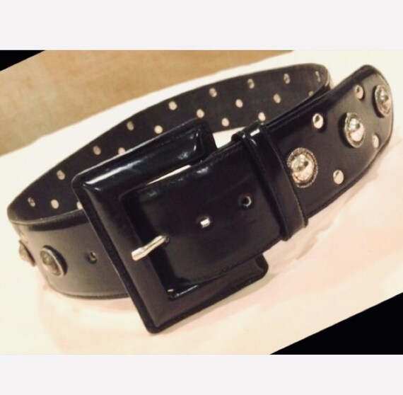NWOT Neiman Marcus Patent Leather Belt With Silve… - image 6