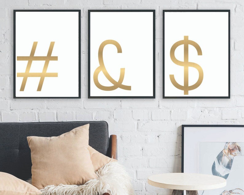 Hash & Cash 3-piece Printable Wall Art Set, Modern Minimalist Posters ...