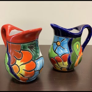 Talavera Creamer Pitcher, Ceramic Cafe Creamer Holder, Pottery Kitchenware, Natural Earthenware| Mother's Day Gifts| Gifts for Plant Moms