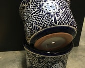 Talavera Planter, Ceramic Indoor Pot, Gardening, Outdoor Garden Container, House Plant Pot, Flower Pot, cobalt blue Garden Decor