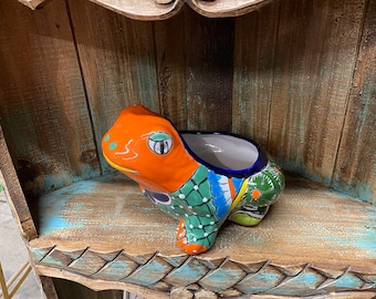 Talavera Frog Toad Planter, Frog Pot, Garden, Ceramic Pots, Indoor Outdoor Gardening, Garden Decor| Mother's Day Gifts| Gifts for Plant Moms