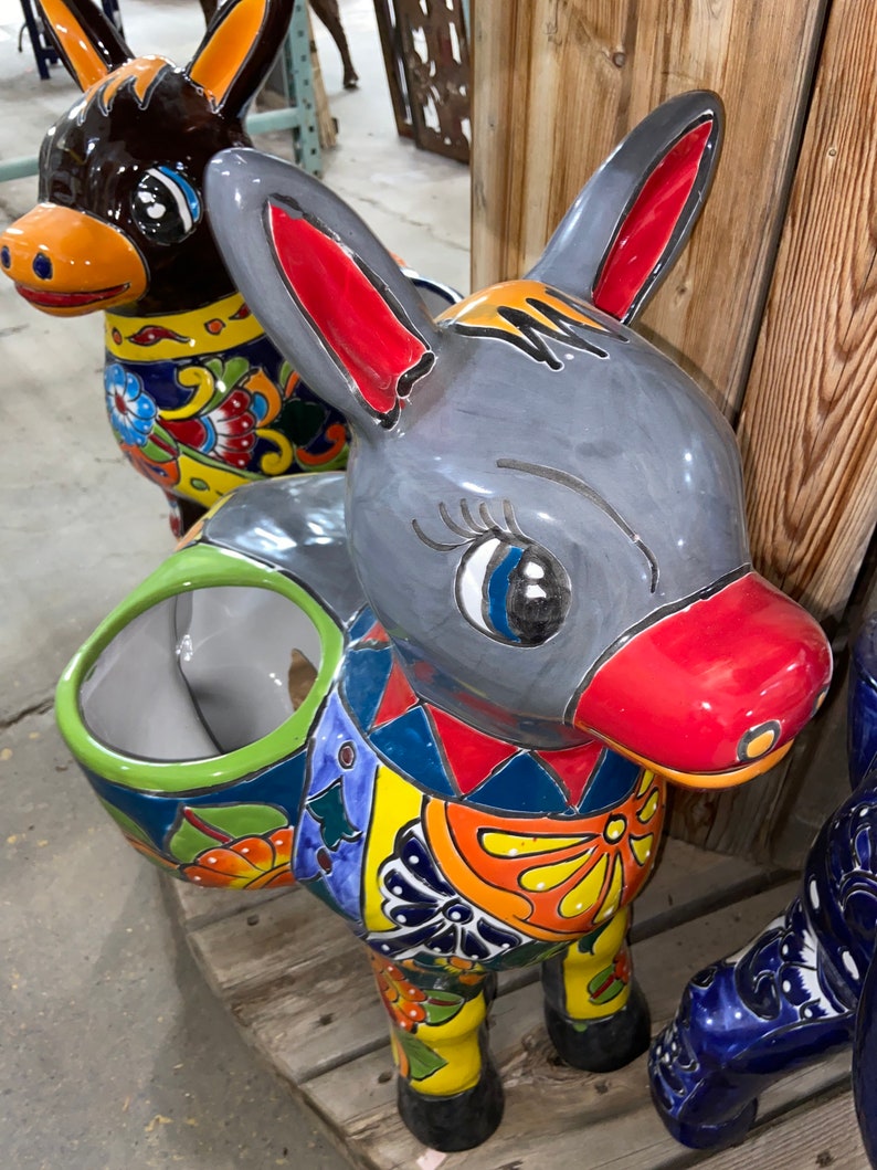 Donkey Burro Talavera Pottery Home Kitchen Patio Garden Pot Etsy