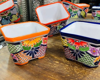 Square Shaped Talavera Planter| Mother's Day Gifts| Gifts for Her| Gifts for Her