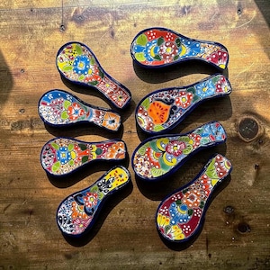 1 Talavera Spoon Rest, Ceramic Hand Painted Kitchenware Utensil, Southwest Kitchen Pottery Utensil. Free Shipping!| Mother's Day Gifts