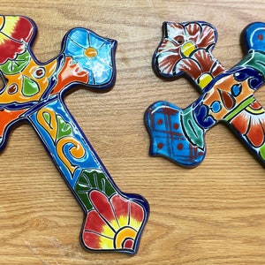 Hanging Talavera Hand-painted Mini Cross, Spirituality, Ornament Religious Mother’s Day Gift| Mother's Day Gifts| Gifts for Plant Moms