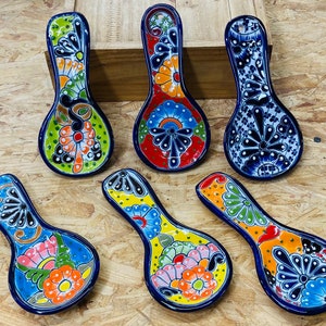 Talavera Spoon Rest, Ceramic Hand Painted Kitchenware Utensil, Southwest Kitchen Pottery Utensil. Free Shipping!| Mother's Day Gifts