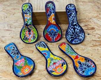 Talavera Spoon Rest, Ceramic Hand Painted Kitchenware Utensil, Southwest Kitchen Pottery Utensil. Free Shipping!| Mother's Day Gifts
