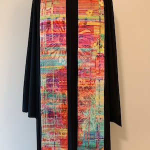 Rainbow Pizzazz Clergy Stole, Reversible Multi Blue Stole #199