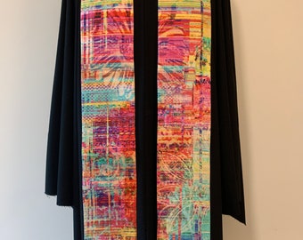 Rainbow Pizzazz Clergy Stole, Reversible Multi Blue Stole #199