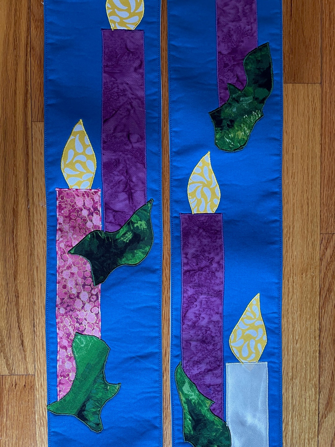 Blue Advent Candles Stole, Reversible Cream Stole 756 Etsy