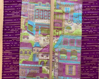 Colorful Village Clergy Stole, Reversible Purple Stole #825