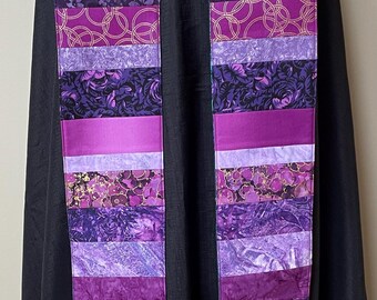 Purple Lenten Clergy Stole, Reversible Blue Swirl Stole #845