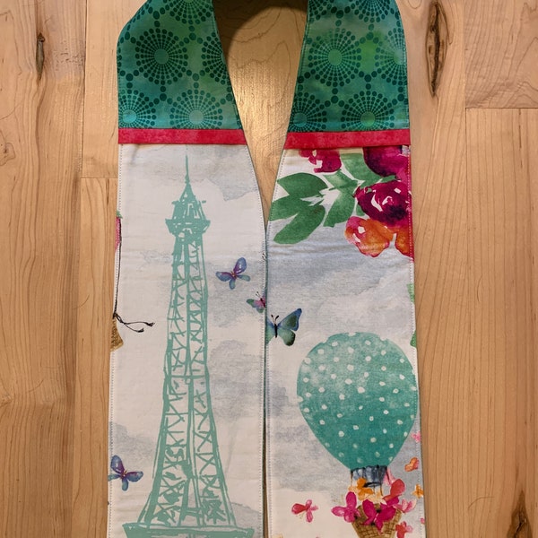 Paris Cafe Clergy Stole, Reversible Green Stole #1243