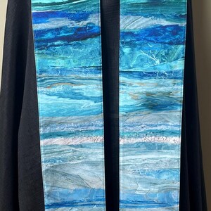 Blue Water Baptism Stole, Reversible Green Stole #708