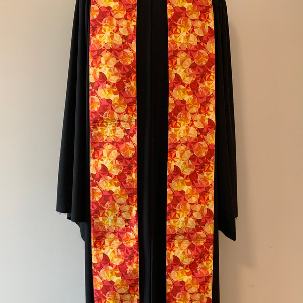 Red, Orange, Yellow and Pink Gemstone Clergy Stole, Reversible Red Stole #319