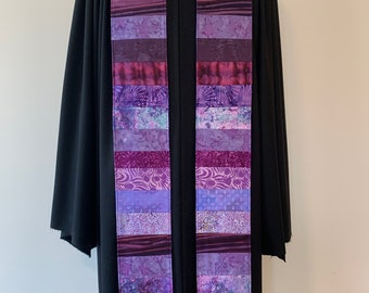 Purple Strips Lenten Clergy Stole, Reversible Purple Pineapple Stole #832