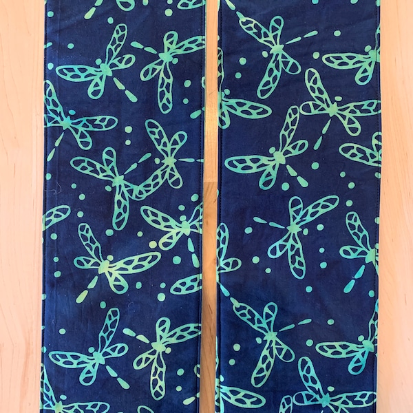 Green Dragonflies on Navy Clergy Stole, Reversible Green Stole #757