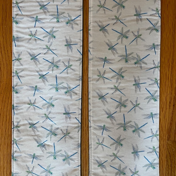 Dragonflies on White with a Blue Batik back. #1129