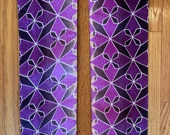 Purple Geometric Clergy Stole, Reversible Blue Diamonds Stole #816