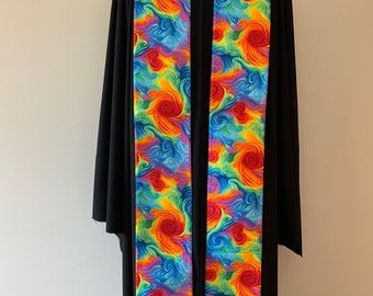 Rainbow Punch Clergy Stole, Reversible Purple Stole #102