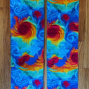 Rainbow Swirl Clergy Stole, Reversible Green Flower Batik Stole #177