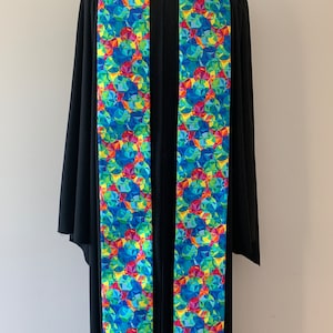 Rainbow Gemstone Clergy Stole, Reversible Green Stole #197