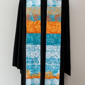 By The Sea Clergy Stole, Reversible Orange Stole  #419