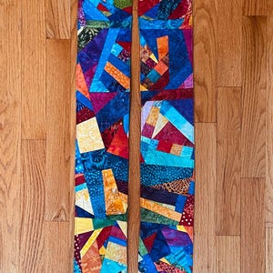 Rainbow Random Patch Clergy Stole, Reversible Green Batik Stole, #183