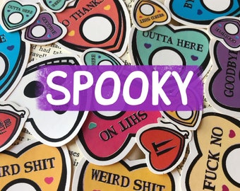 Spooky Candy Heart Stickers *Random Pick* | Mini Stickers | Large Stickers