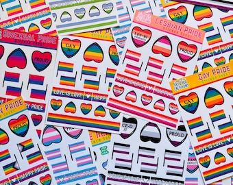Pride Hearts Sticker Sheets | LGBTQIA+ | Gay | Bisexual | Trans | Lesbian | Asexual | Custom | Love