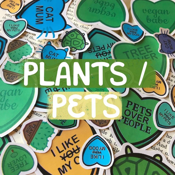 Plants / Pets Candy Heart Stickers random Pick Mini Stickers Large