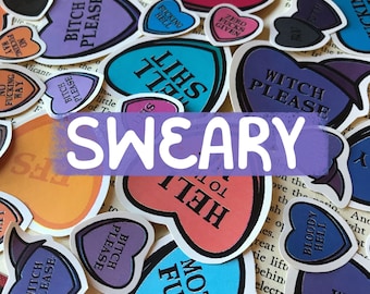 Sweary Candy Heart Stickers *Random Pick* | Mini Stickers | Large Stickers