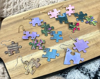 Puzzle Piece Dangle Earrings *random pieces*