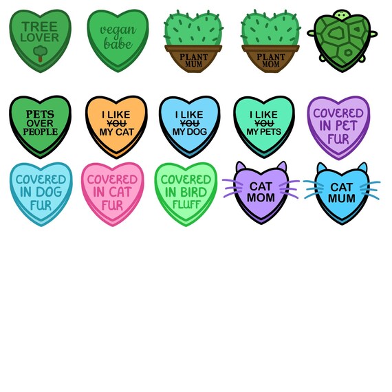 Plants / Pets Candy Heart Stickers random Pick Mini Stickers Large