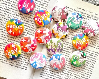 LGBTQIA+ Pride Flag Badges | Gay | Bisexual | Trans | Lesbian | Asexual | Custom | Love