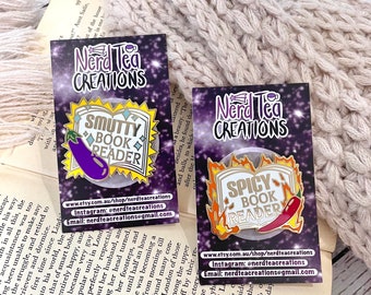 Spicy Smutty Book Reader Enamel Pins