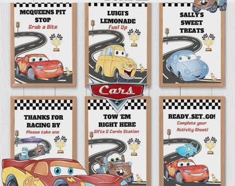 Cars Inspired Party Signs: Editable Lightning McQueen Party Sign, Games (Digital Download)