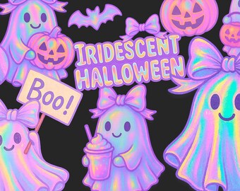 Schillernde Geist Halloween Cliparts, kommerzielle Sofort-Download