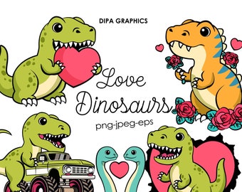 Valentines Day Dinosaur, Heart breaker Vector PNG Sublimation Clipart, Trex Christmas, Valentine's Day Graphics, Commercial Use