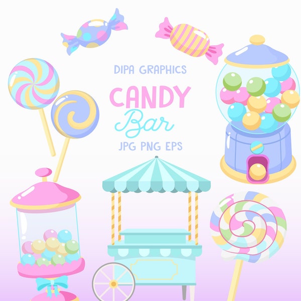 Candy Bar Clipart, Sprinkles PNG, Candy Shop, Lollipop, Gumball Machine, Sweets Clipart, Candy Land Vector Sublimation PNG, Commercial Use