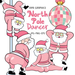 North Pole Dancer, Pink Christmas Clipart, Sublimation PNG Designs, Vector EPS Included, Commercial Use, Instant Download image 1