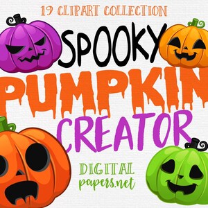 Pumpkin Clipart, Halloween Clipart, Spooky Party, Halloween Pumpkin png Clipart, Pumpkin Face Clipart, COMMERCIAL use, INSTANT DOWNLOAD