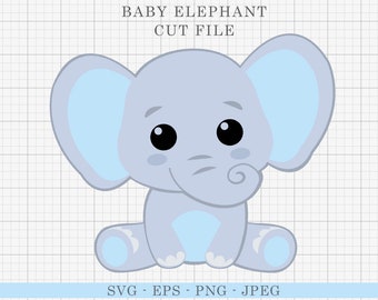 Baby Elephant SVG, Girl Elephant SVG, Elephant Cut Files, Baby Shower Decorations, EPS Vector, Commercial Use, Instant Download