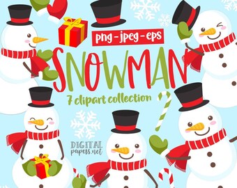 Sneeuwpopclipart: kerstafbeeldingen, wintervector-eps (PNG, directe download)