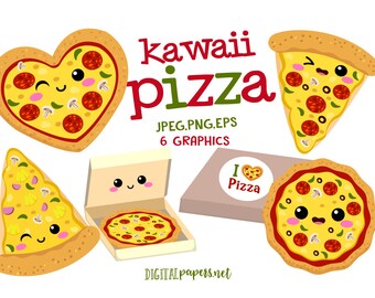 Kawaii Pizza Clipart Etsy